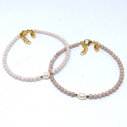 Pulsera circonitas cuentas redondas perla de agua dulce