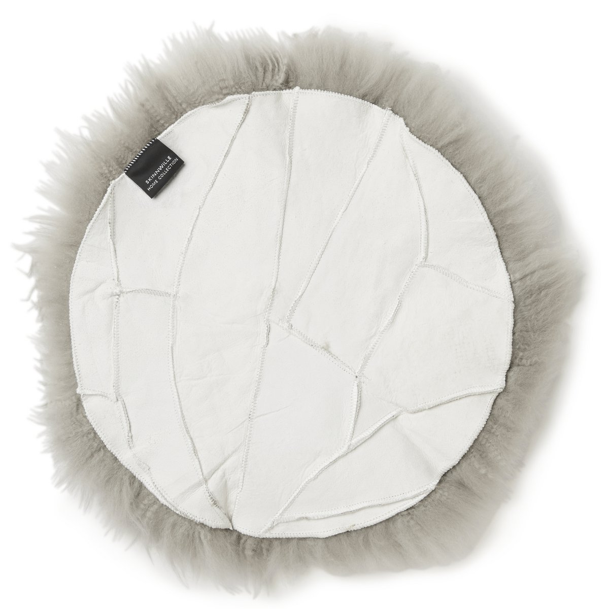 Funda de asiento clásica de piel de oveja_Beige plateado