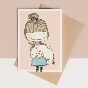 card + envelope - unicorn girl