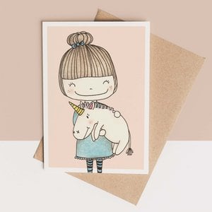card + envelope - unicorn girl