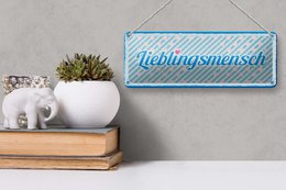 Blechschild Spruch 27x10 cm Lieblingsmensch blaues Herz Deko Schild
