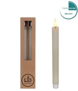 LED Pencil candle set/2 Ø2.1 h. 25cm cream