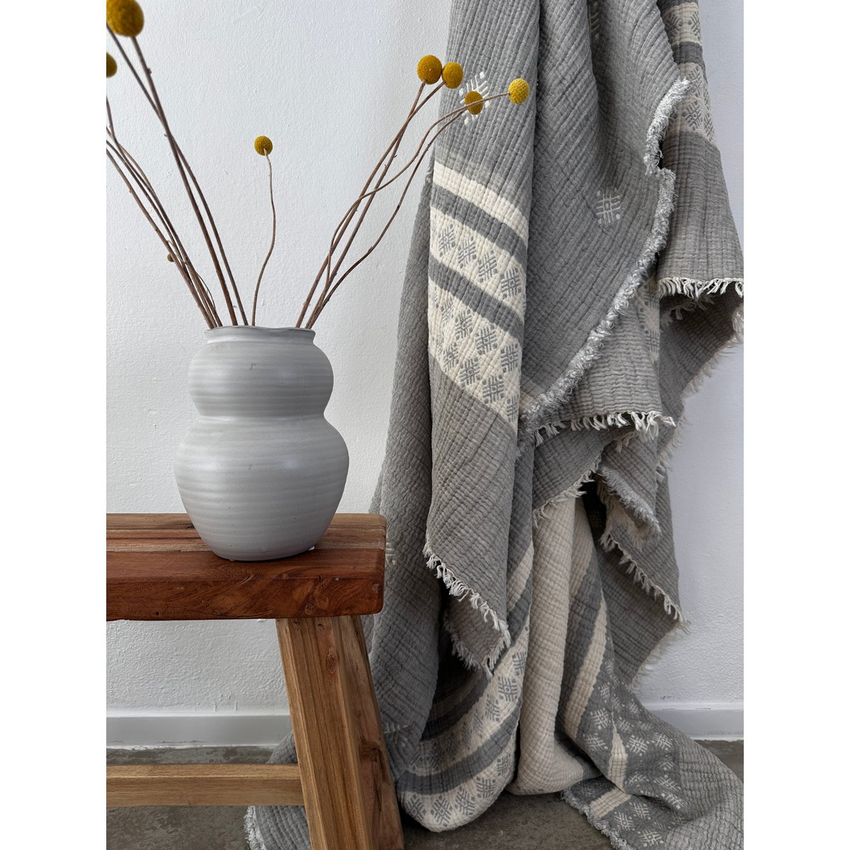 Muslin blanket - light gray-white - 2.20 x 2.50 m MESSE