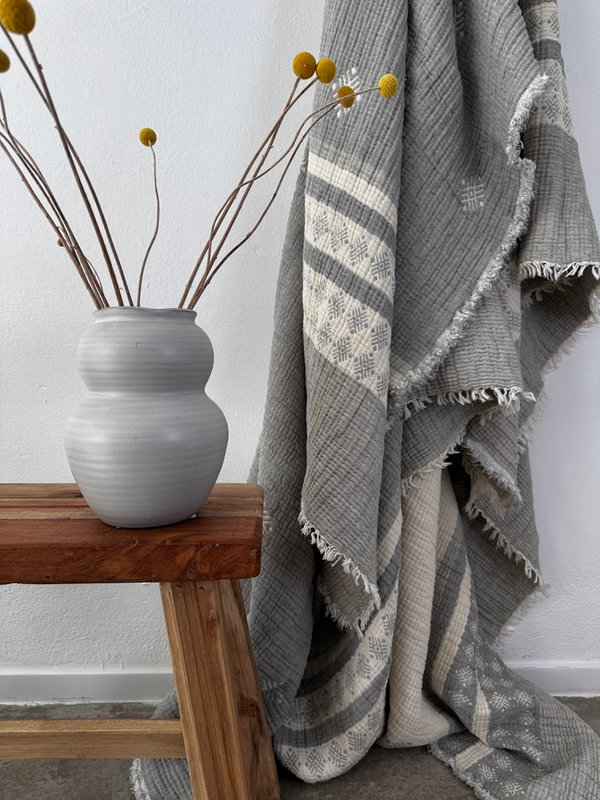 Muslin blanket - light gray-white - 2.20 x 2.50 m MESSE