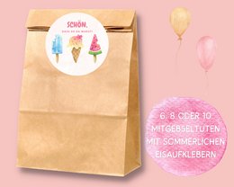 IJszakjes met sticker - cadeauzakje voor ijsjes voor kinderverjaardagsfeestjes