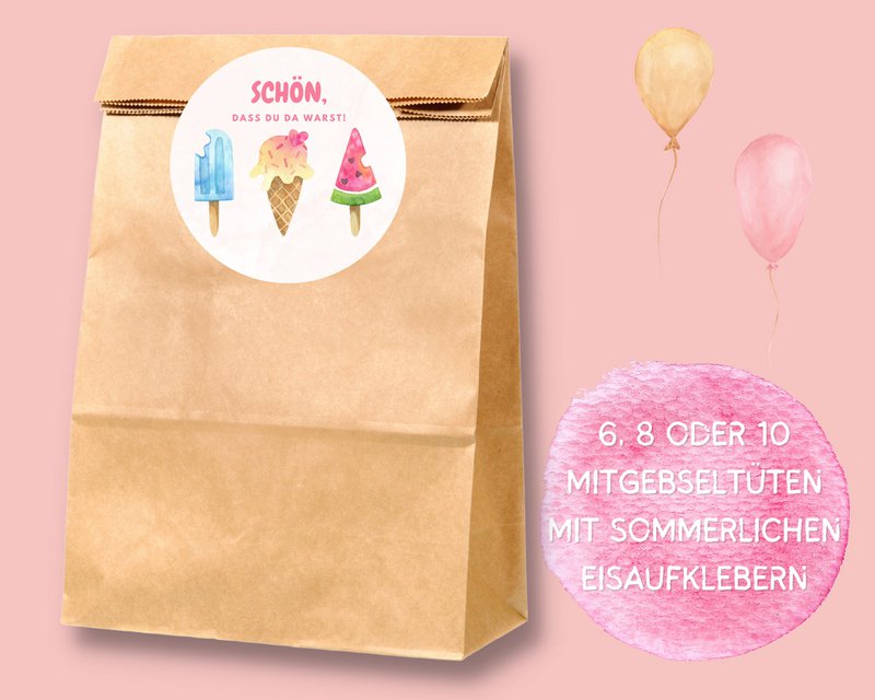 IJszakjes met sticker - cadeauzakje voor ijsjes voor kinderverjaardagsfeestjes