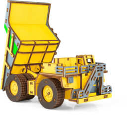 Eco Wood Art (EWA) 3D-Puzzle aus mechanischem Holz, Hybrid-Bergbau-Muldenkipper Belaz-7513M, 4233, Farbe Gelb, 18 x 9 x 10 cm
