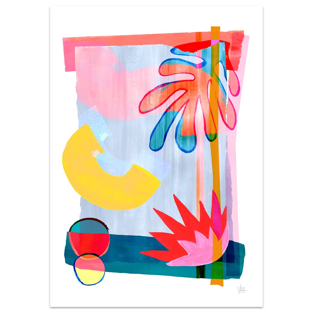 Vibrant Abstract Leaf Shapes Art Print