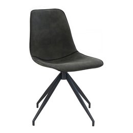 Monaco Dining Chair - Grey, Microfiber/Steel, 56x48x86 cm - Set of 2