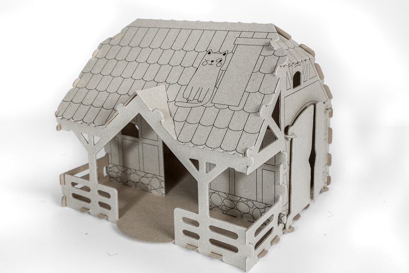 Casa Granja Constructora de cartón 3D, 5+, bricolaje, regalo para niños, set para colorear