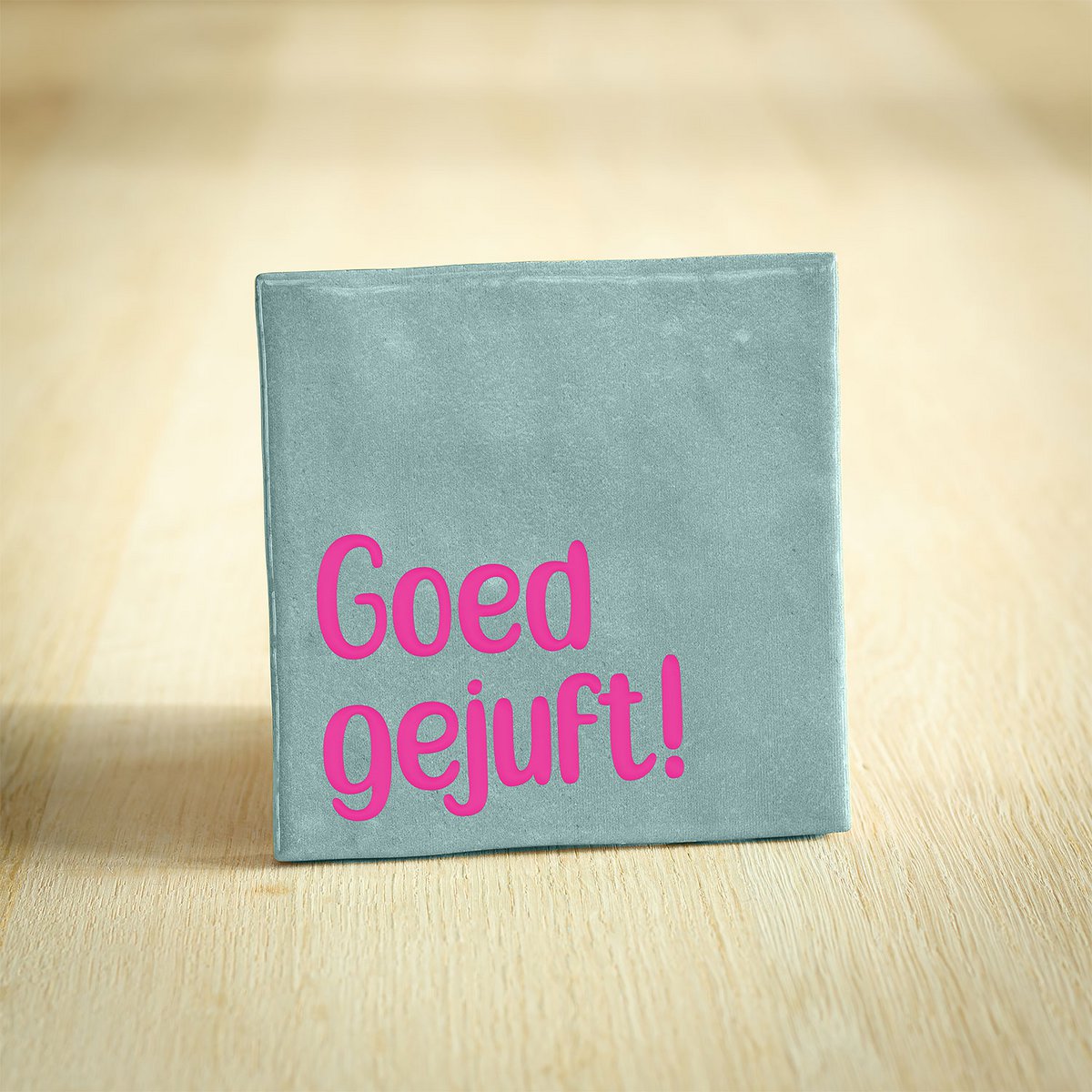 Tegeltje - Goed gejuft! | Lichtblauw & Neon Roze | 10x10cm