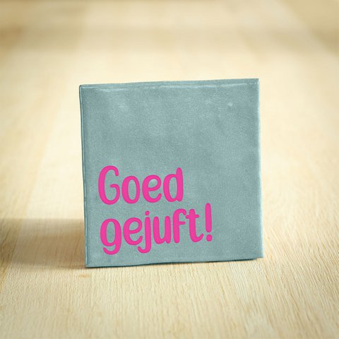 Tegeltje - Goed gejuft! | Lichtblauw & Neon Roze | 10x10cm