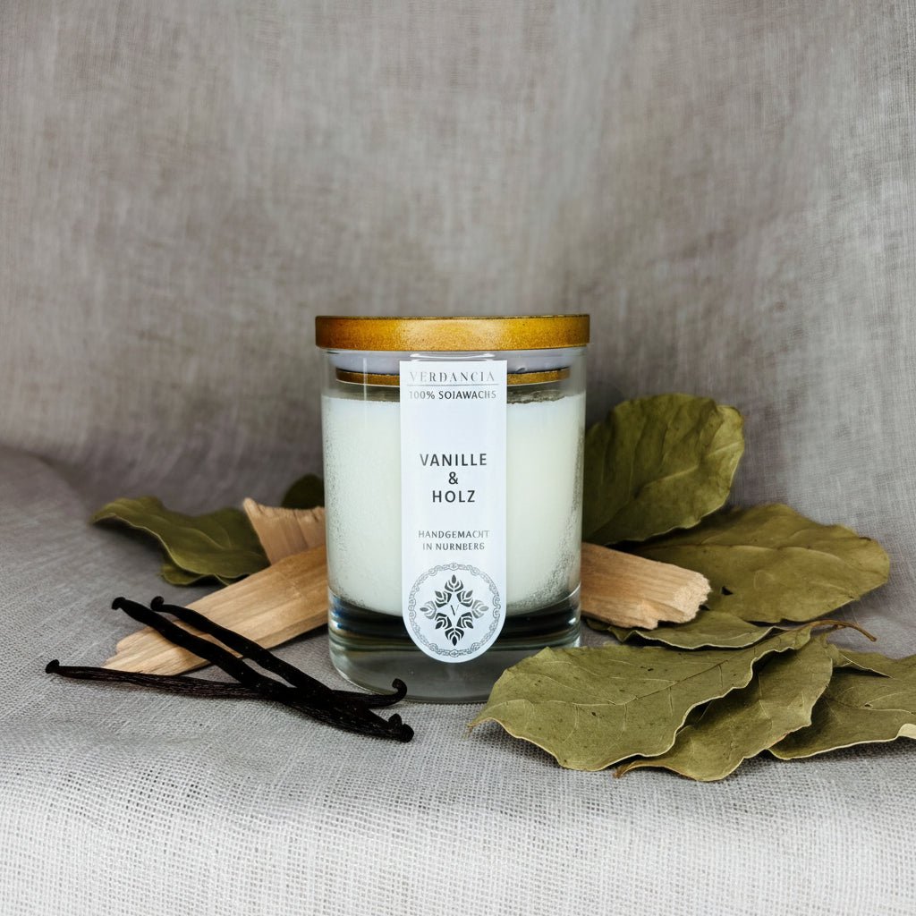 Vanille & Hout | Geurkaars sojawas – vanille, patchouli en sandelhout – warm en gezellig