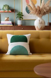 Mona Pillow-Cover Green, Punch Needle Embroidery