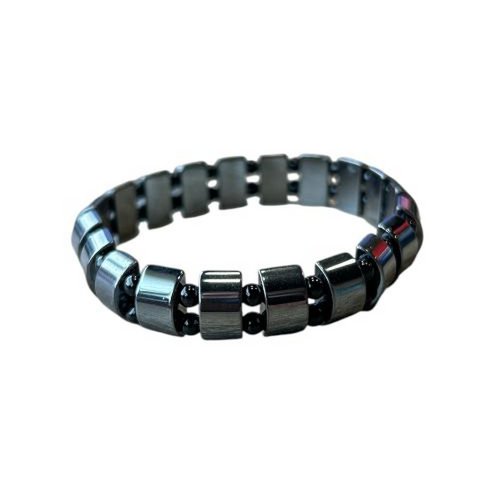 Herrenarmband 4 mm Onyx- und Hämatitperlen