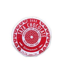 Dark chocolate disc with cinnamon flavor, organic and 50% cocoa content.