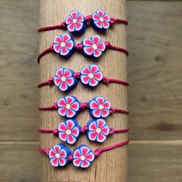 Bracciale per bambini Luna-Leena fiore viola - fatto a mano in Nepal