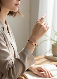 Kupferarmband mit zentraler Platte und verstellbarer Schnalle – braun für Gesundheit und Wohlbefinden