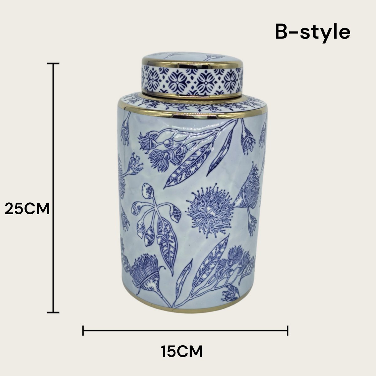 Florero de Porcelana Azul y Blanca (Para Cocina Hogar)