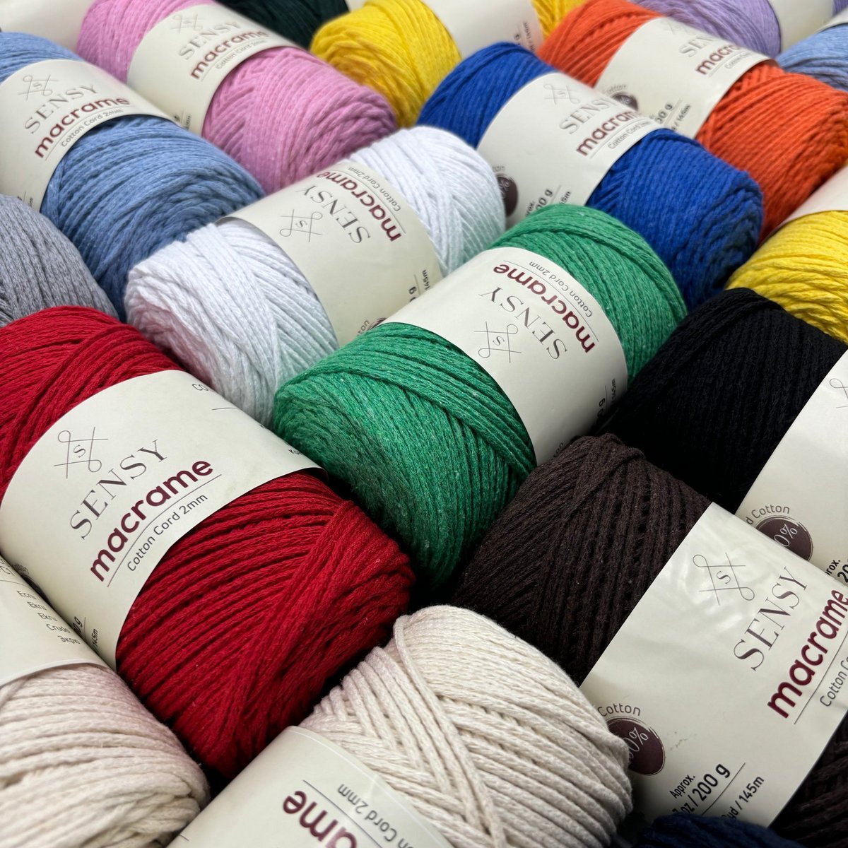 Sensy Premium 2 mm - 160 yards 100 % genanvendt bomuldsmacrame-ledning