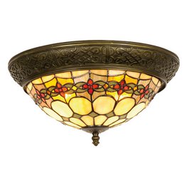 Lampada del soffitto Tiffany Ø 38x19 cm BEIGE ROSSO ROSA ROSA BACCHIO