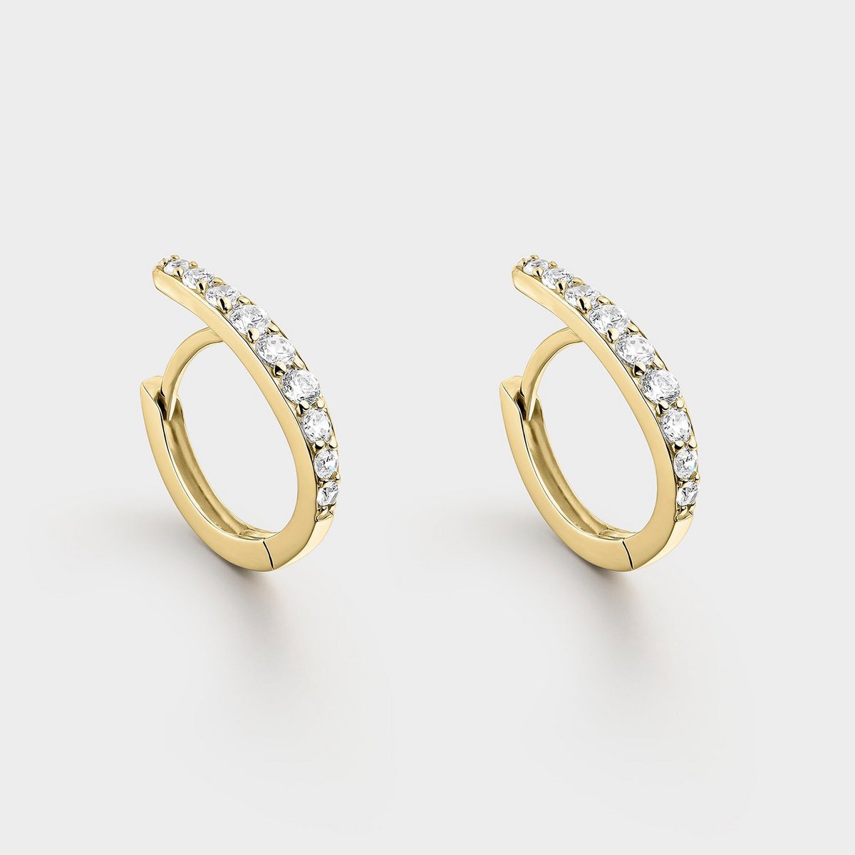 Gold-plated silver pointed hoops with zircons