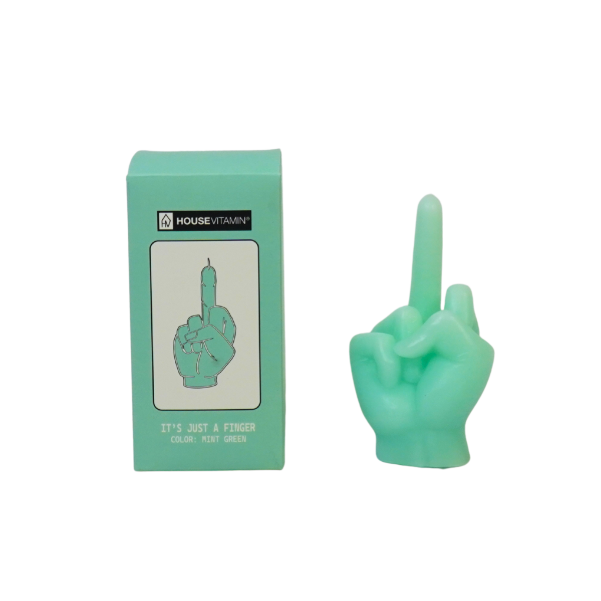Candle -Middle -vinger - Wax - Mint - 310Gram - 10x9x17cm
