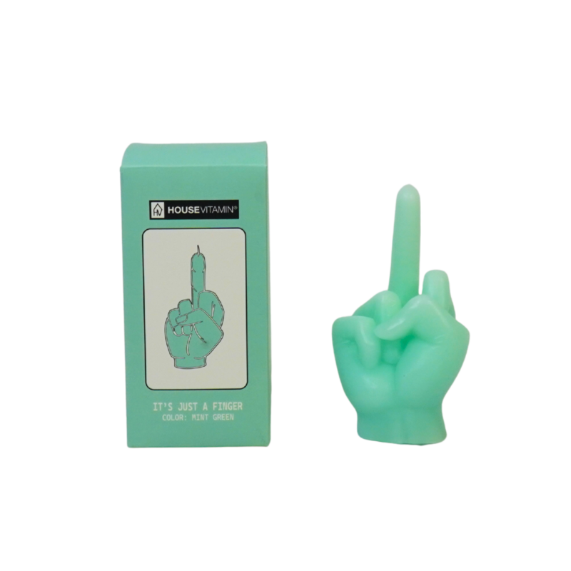 Candle -Middle -vinger - Wax - Mint - 310Gram - 10x9x17cm
