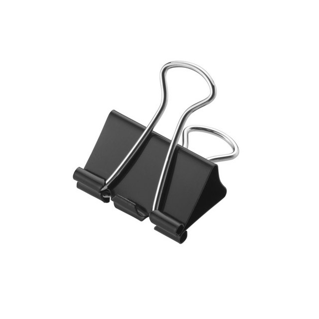 Sujetapapeles Westcott negro 32mm caja metálica de 12 piezas