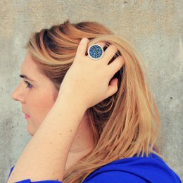 Bague Océan - Argenté et Bleu