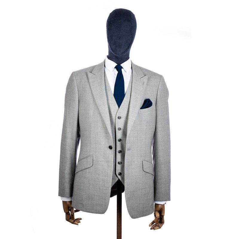 Midnight blue knitted tie and pocket square set