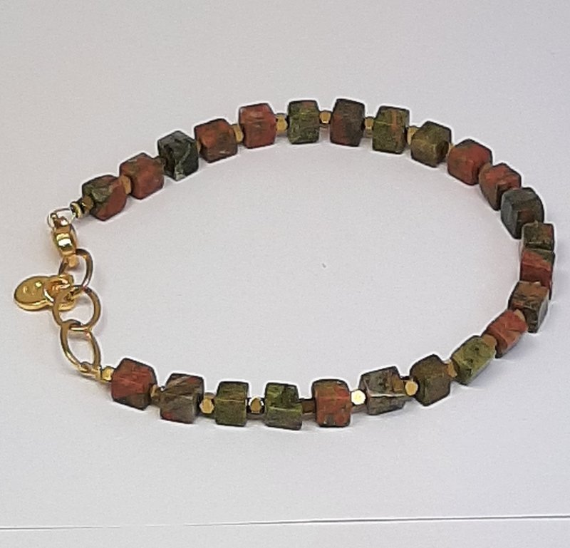 Bracciale Baixa Unakite placcato oro 24K