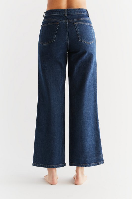 WE1009-231 | Damen Jeans med brede ben - Lapis Blue