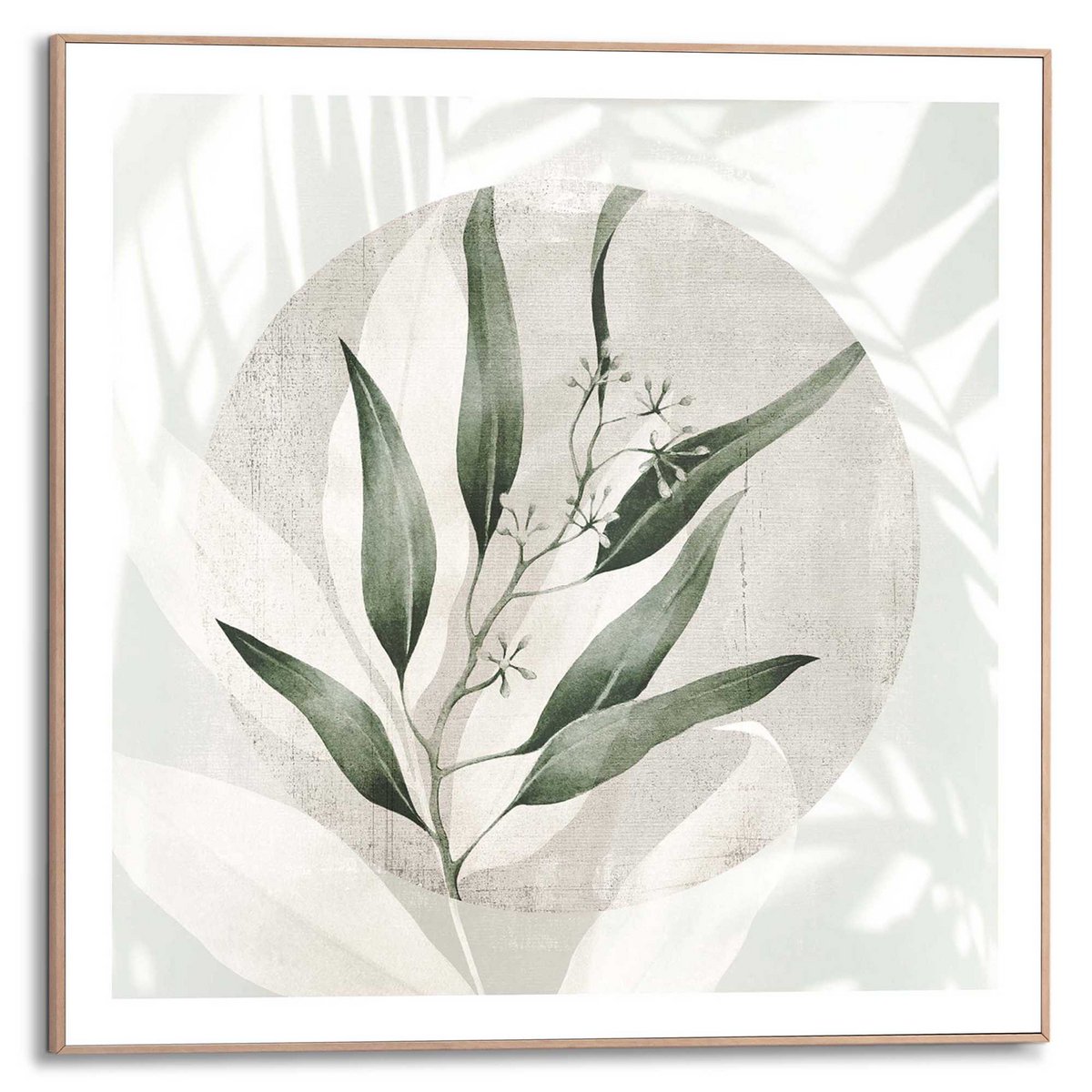 Tableau Slim Cadre Feuilles 50x50
