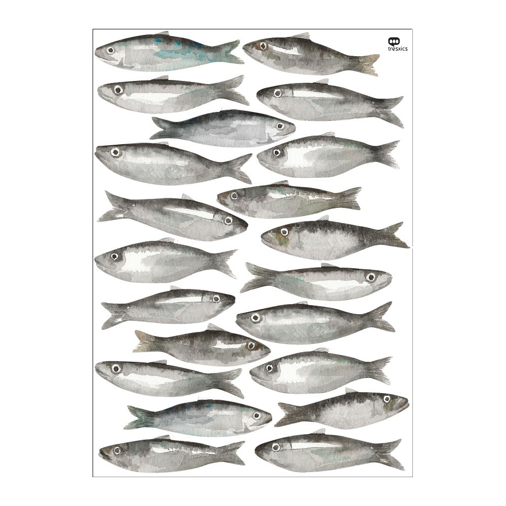 Watercolor sardine wall sticker
