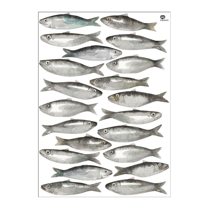 Akvarel sardin wallsticker