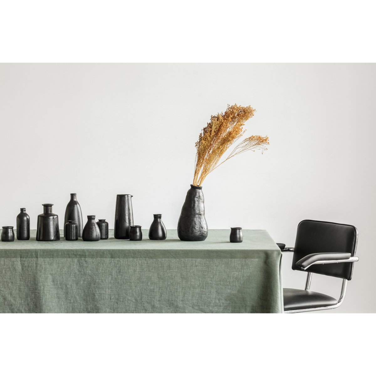 Hør dug Nordic Moss grøn (330x145 cm)