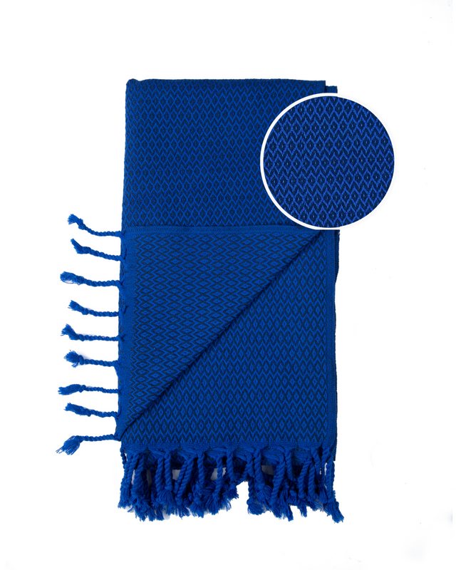 SAMOS Cotton Hammam Pool Towel – Lightweight – Blue / Navy Blue - 180x100 cm