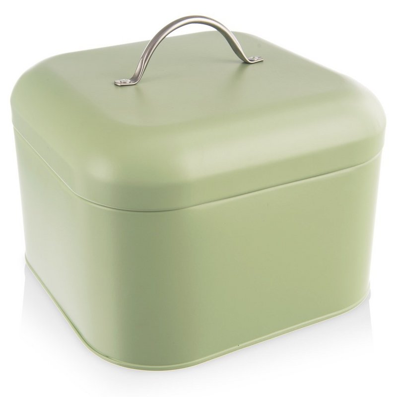 Brood bin metaal groengeelachtig 20x20x17 cm
