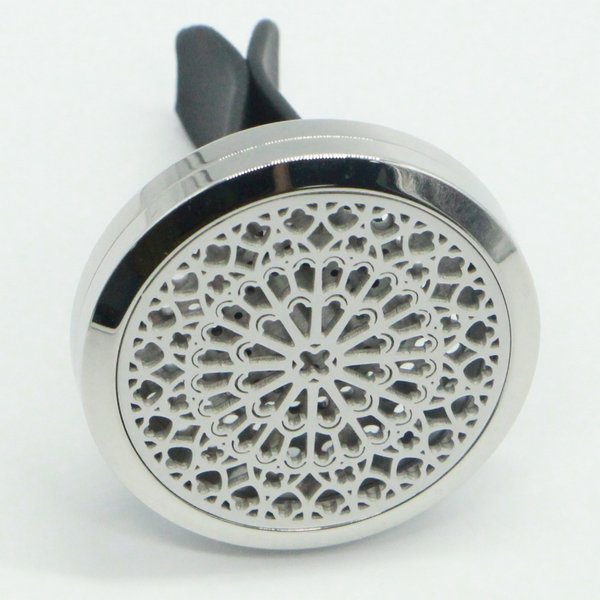 Diffusor für Auto Clip'Arôme - Rosette - aus Edelstahl mit Löscher - Dekoratives Zubehör für die Aromatherapie - Geschenkidee