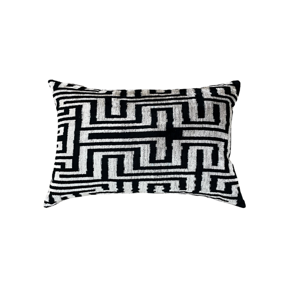 Velvet Ikat Cushion Labyrinth