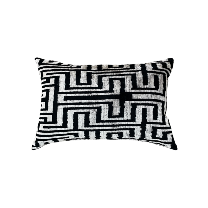Velvet Ikat Cushion Labyrinth