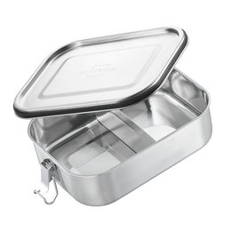 Stainless steel lunch box with partition, leak-proof, plastic-free, 1200ml capacity.