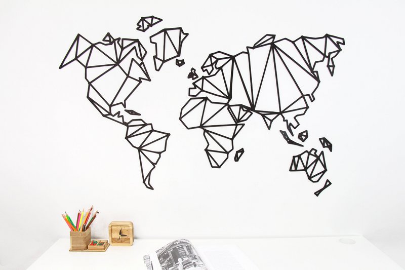 Wooden World Map, Wood wall world map
