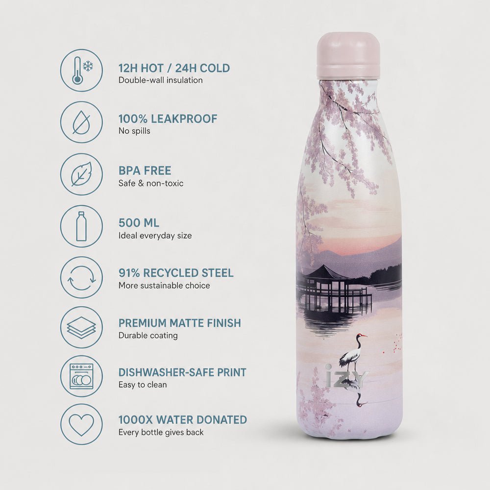 IZY Thermos Bottle - Sunset Lake - 500ML To-Go Insulated Water Bottles