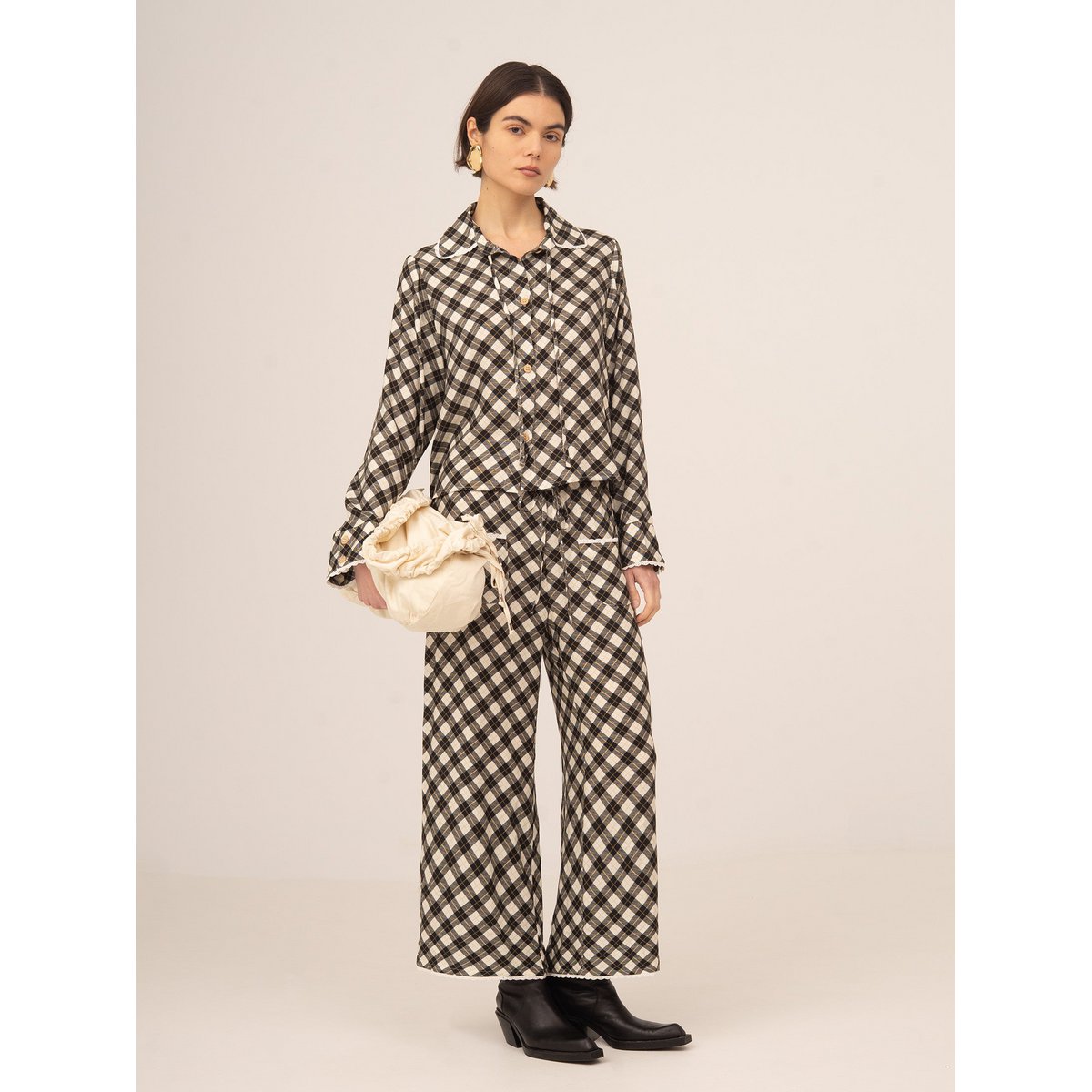 Classic Betty Argyle-inspired Geometric Print Pants