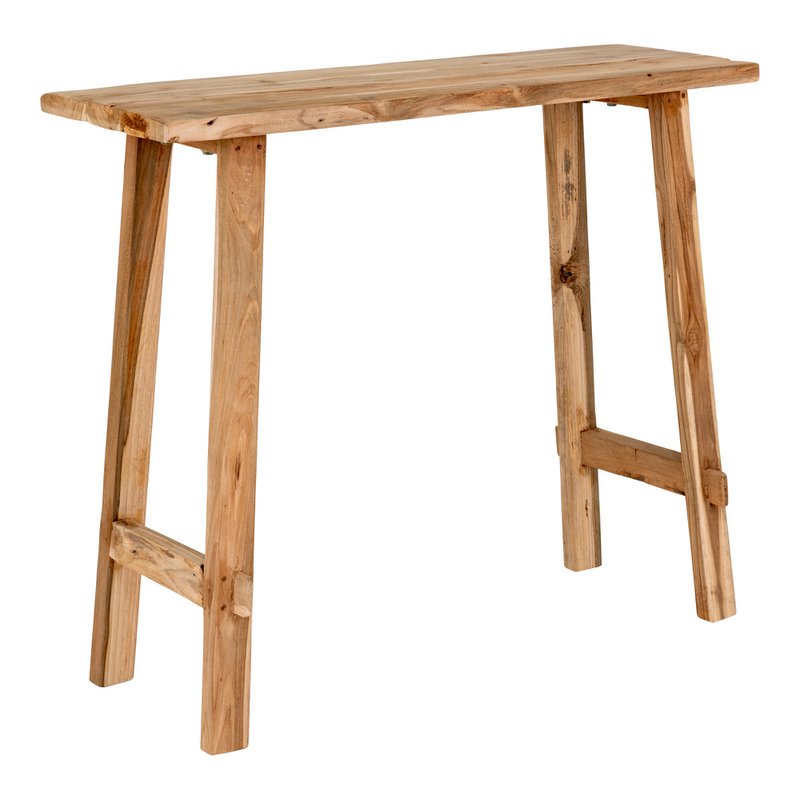 Mesa consola Girona - Madera de Teca, Natural - 90x30x80 cm