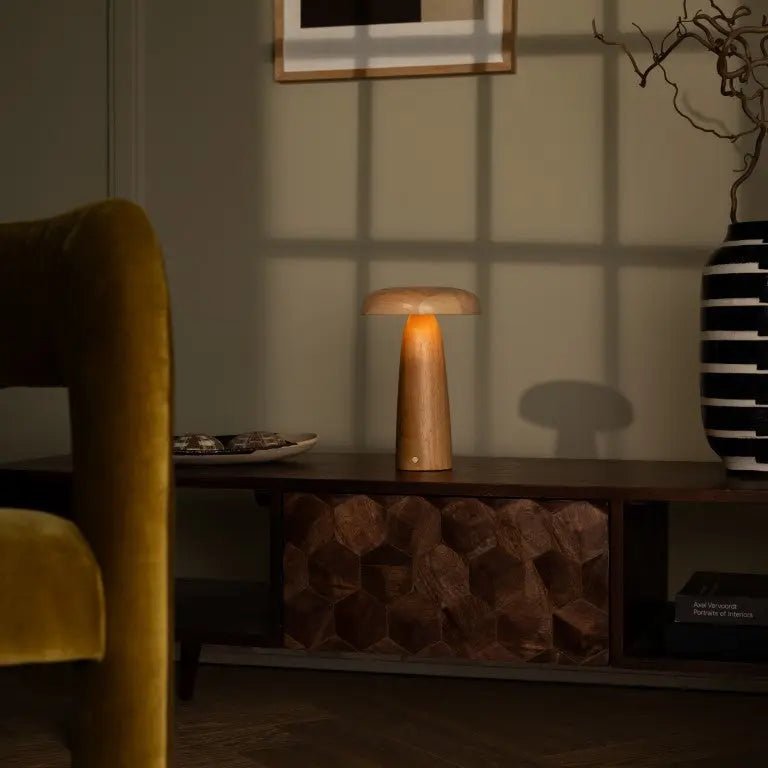 Lampe de table rechargeable en bois marron clair Lennart