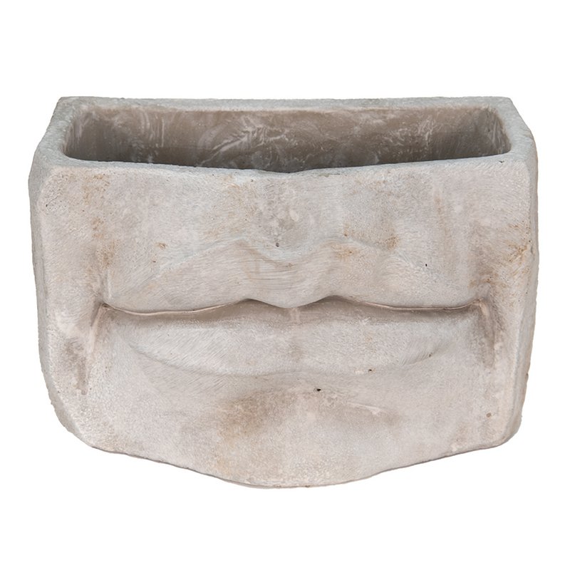 Bloempot Mond 21x13x14 cm Grijs Steen Bloempot Binnen