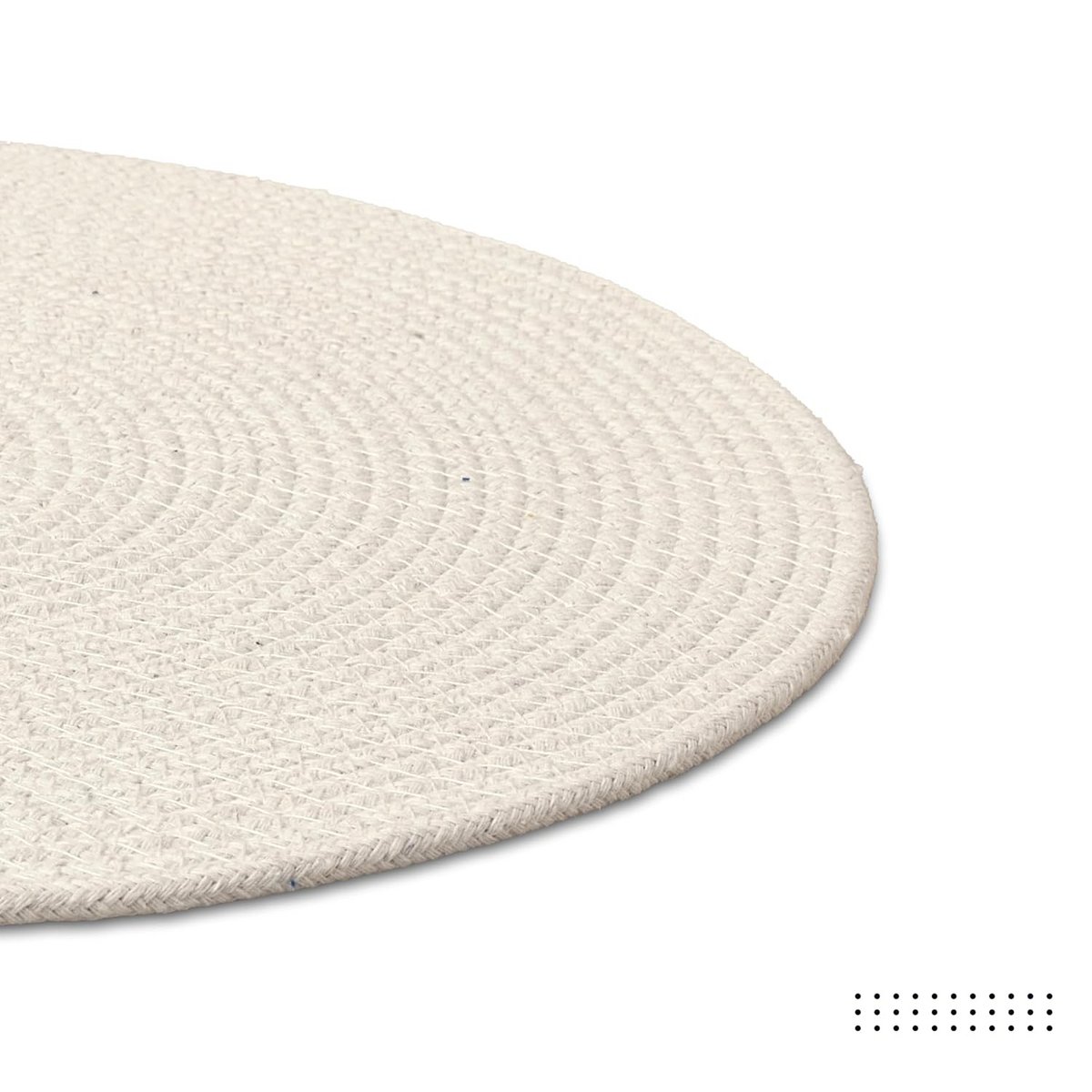Napperons | Salle à Manger Coton Côtelé Diamètre Blanc | Lot de 4